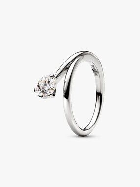 Pandora FINAL SALE - Nova 14k White Gold Lab-grown Diamond Asymmetric Ring